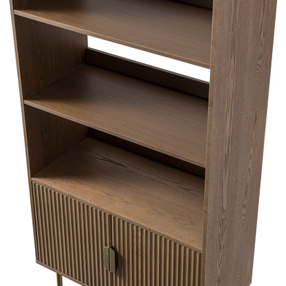 Richmond Ridged Tall Bookcase with Doors, Dark Ash
