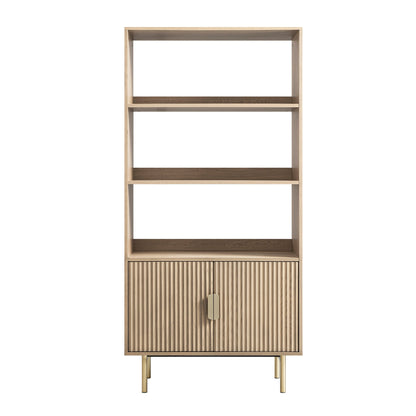 Richmond Ridged Tall Bookcase with Doors, Light Ash