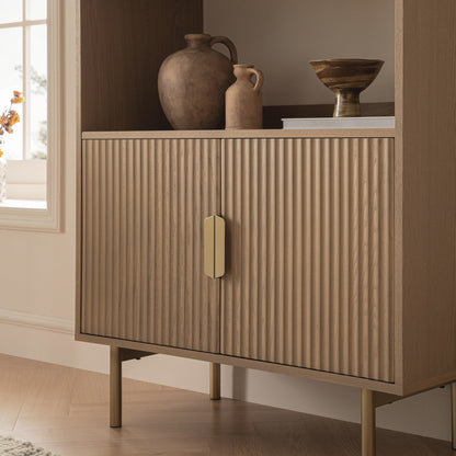 Richmond Ridged Tall Bookcase with Doors, Light Ash