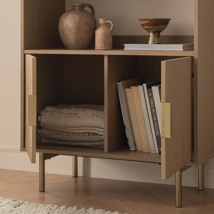Richmond Ridged Tall Bookcase with Doors, Light Ash