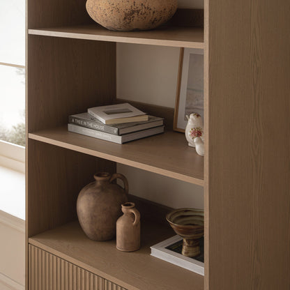Richmond Ridged Tall Bookcase with Doors, Light Ash