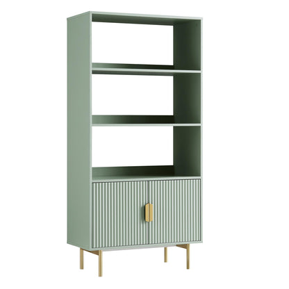 Richmond Ridged Tall Bookcase with Doors, Matte Sage Green