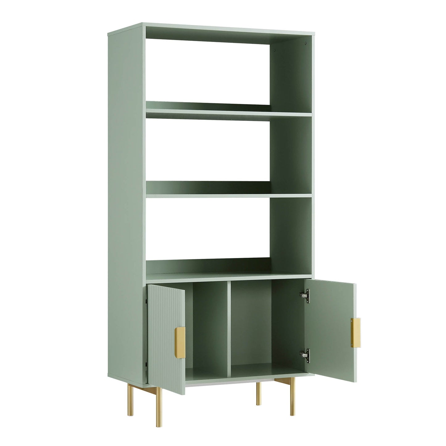 Richmond Ridged Tall Bookcase with Doors, Matte Sage Green