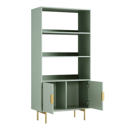 Richmond Ridged Tall Bookcase with Doors, Matte Sage Green