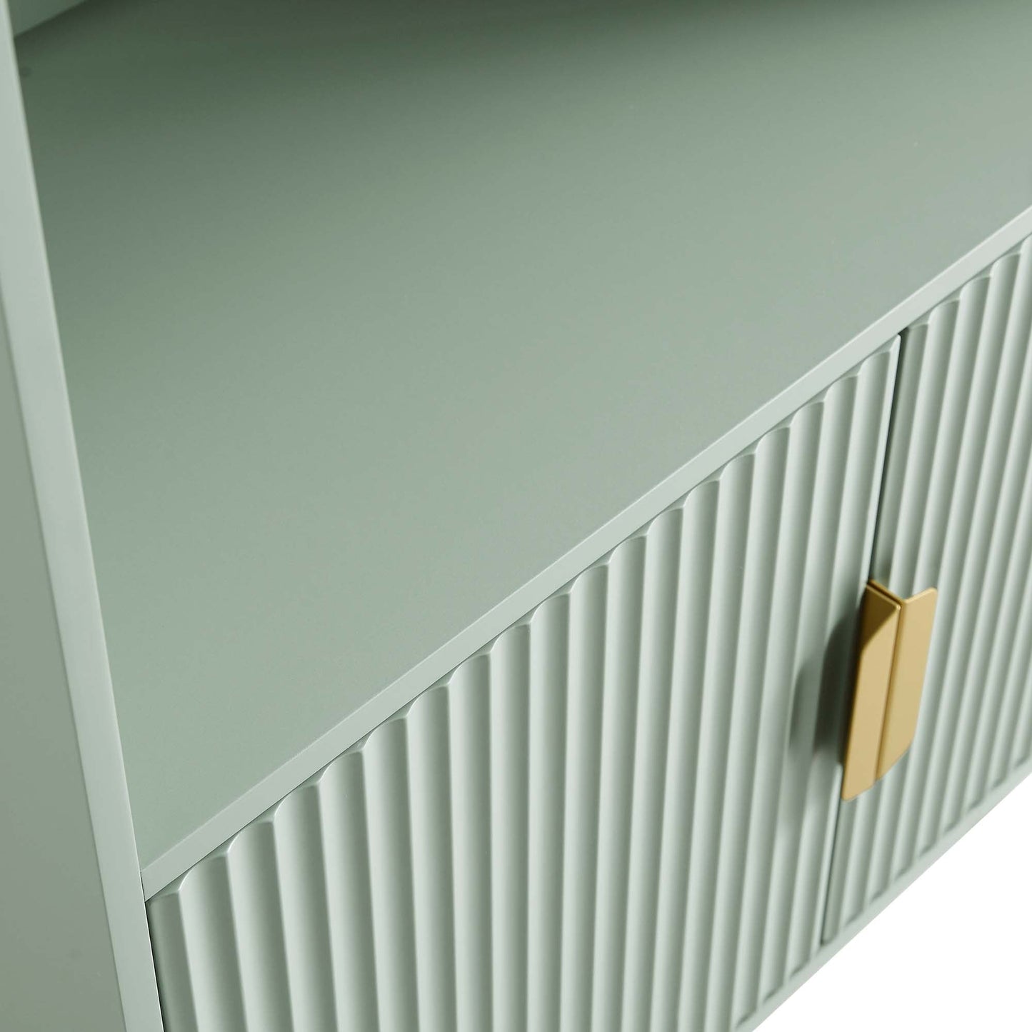 Richmond Ridged Tall Bookcase with Doors, Matte Sage Green