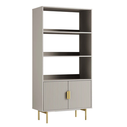 Richmond Ridged Tall Bookcase with Doors, Matte Taupe