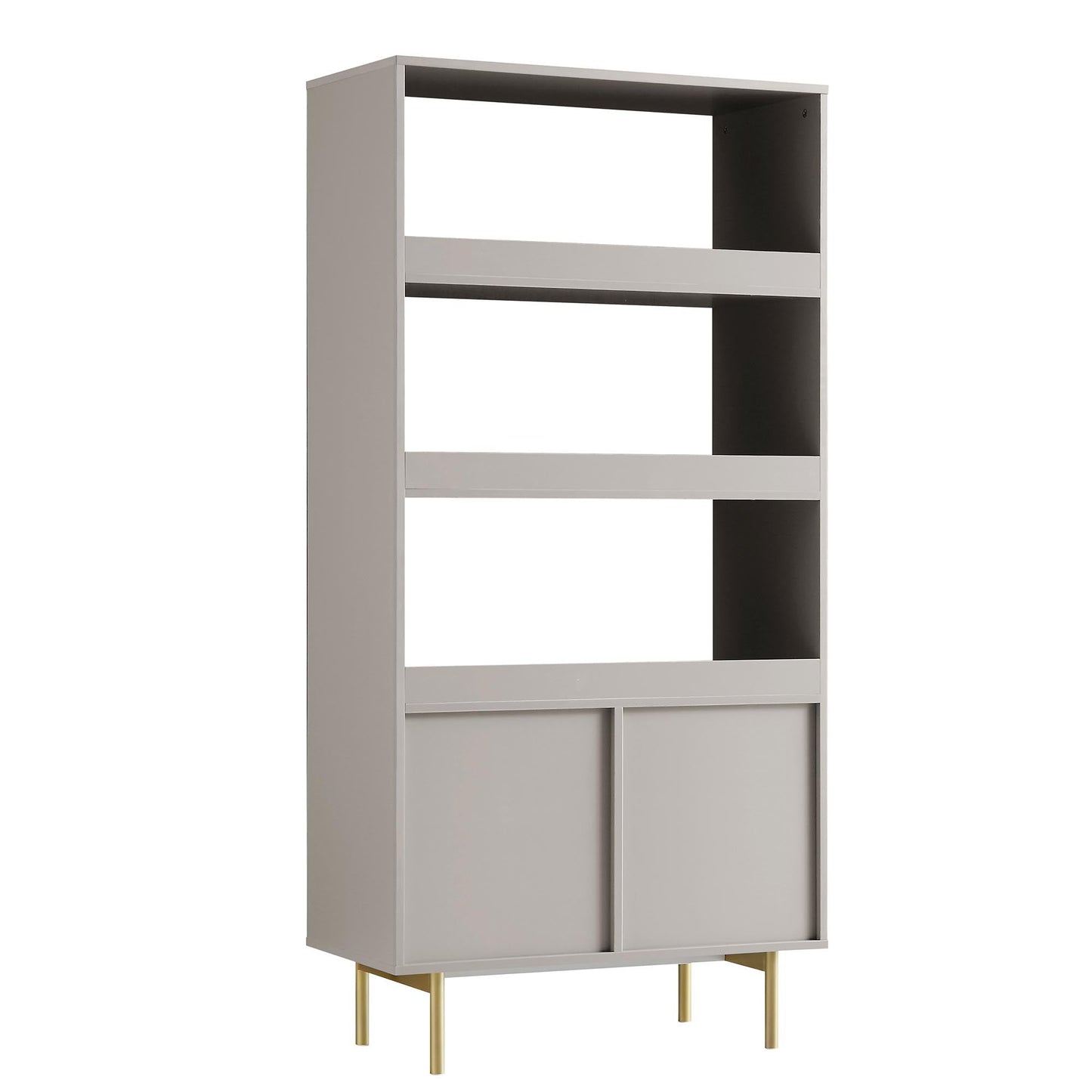 Richmond Ridged Tall Bookcase with Doors, Matte Taupe