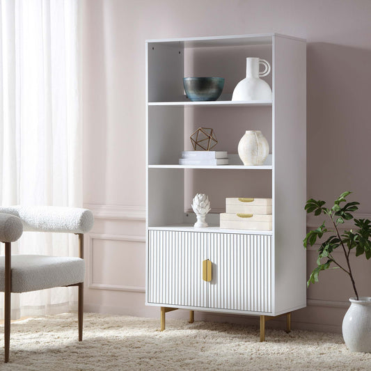 Richmond Ridged Tall Bookcase with Doors, Matte White