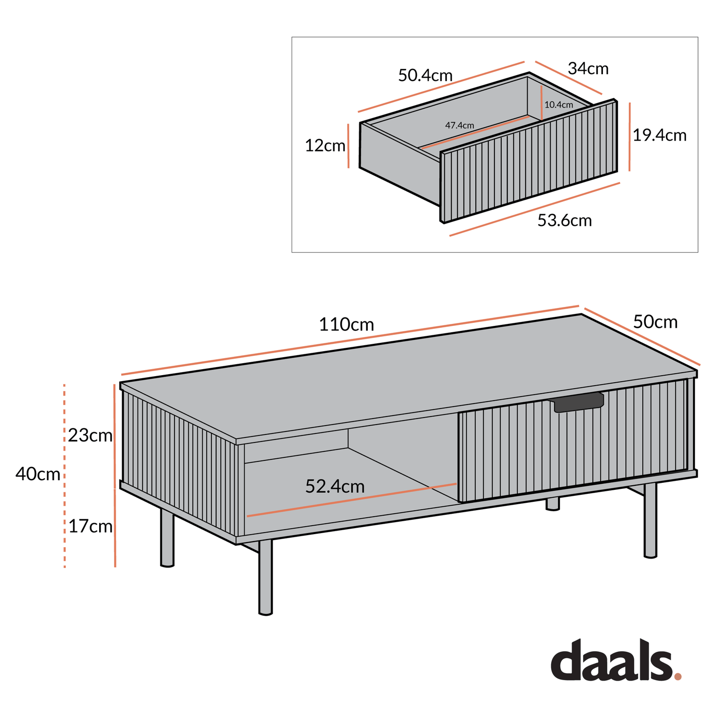 Richmond Ridged Coffee Table with Drawer, Matte Sage Green