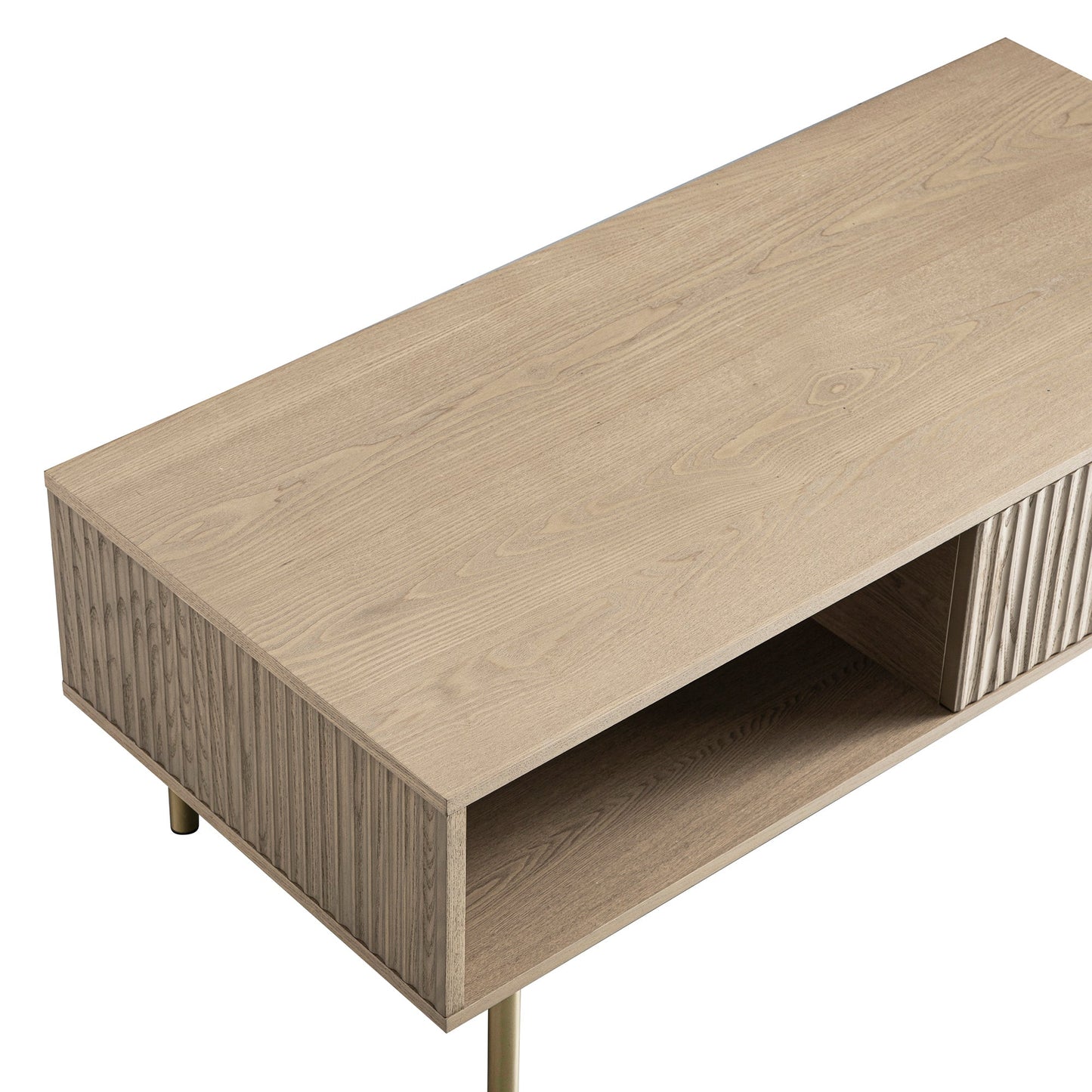Richmond Ridged Coffee Table with Drawer, Light Ash