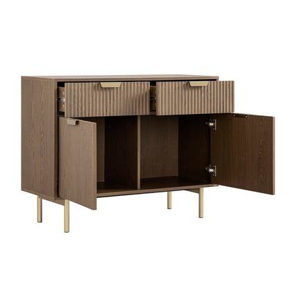 Richmond Ridged 2-Door Cabinet with Drawers, Dark Ash