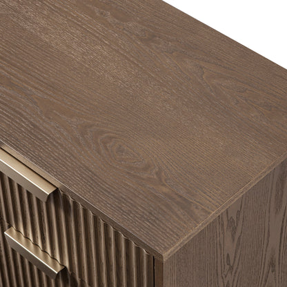 Richmond Ridged 2-Door Cabinet with Drawers, Dark Ash