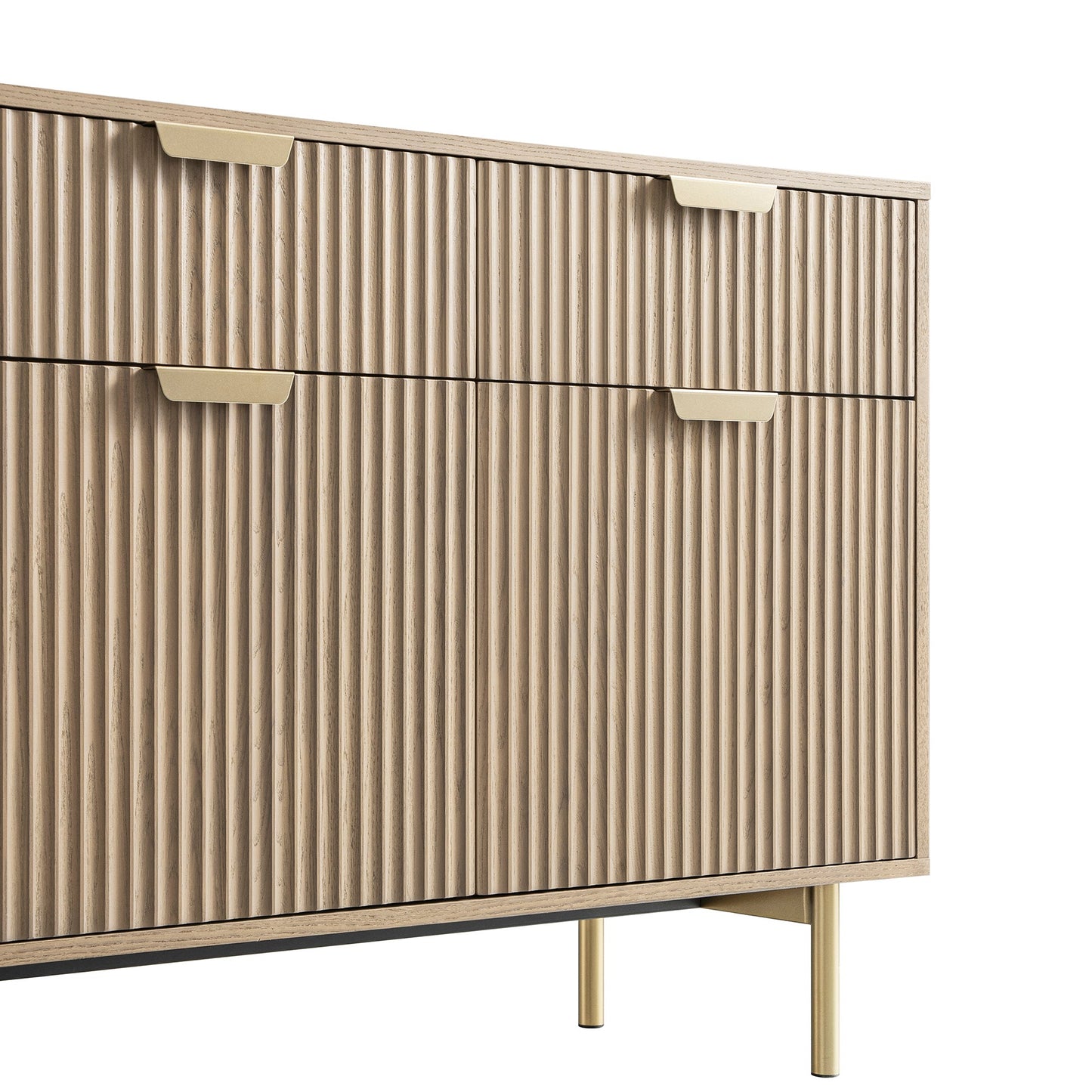 Richmond Ridged 2-Door Cabinet with Drawers, Light Ash