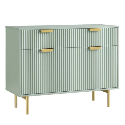 Richmond Ridged 2-Door Cabinet with Drawers, Matte Sage Green