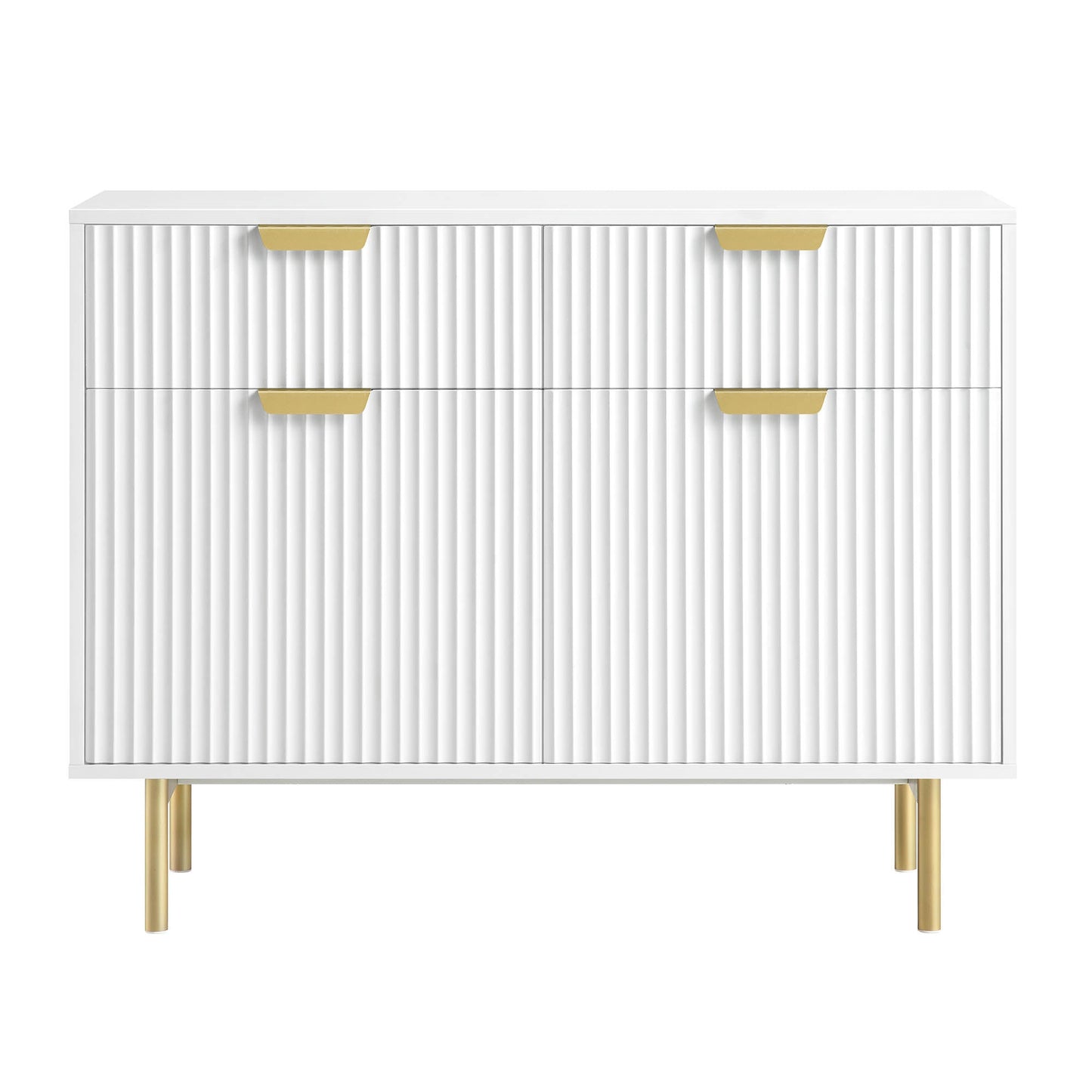 Richmond Ridged 2-Door Cabinet with Drawers, Matte White