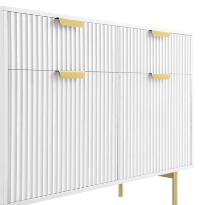 Richmond Ridged 2-Door Cabinet with Drawers, Matte White