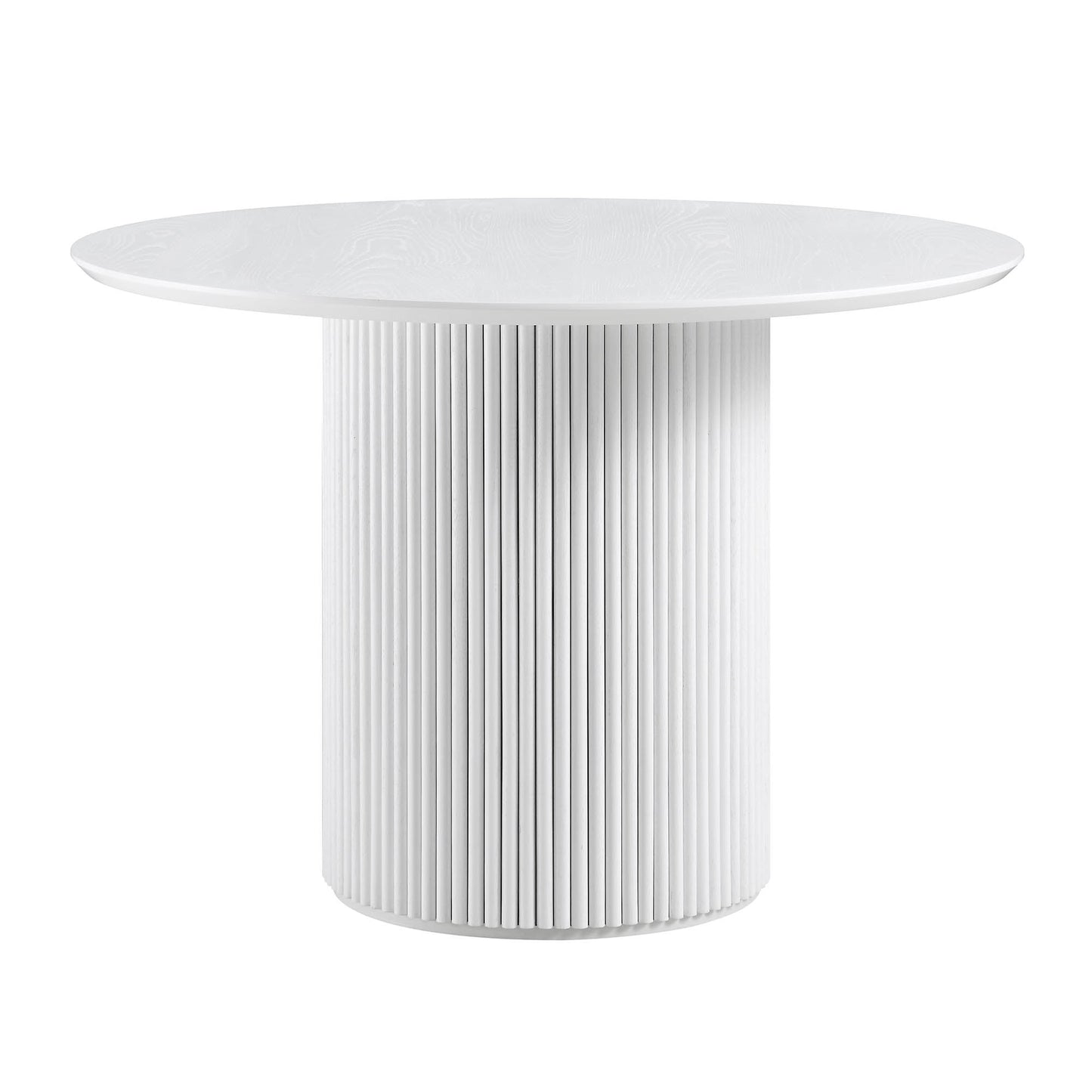 Maru Round Oak Pedestal Dining Table, Washed White