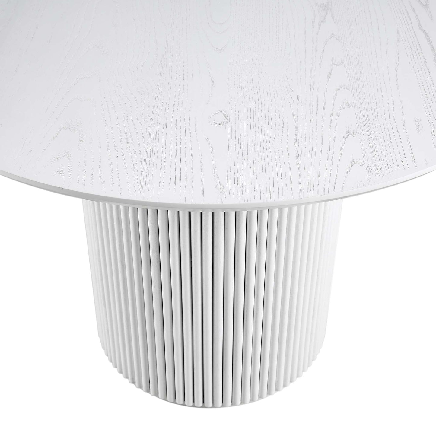 Maru Round Oak Pedestal Dining Table, Washed White
