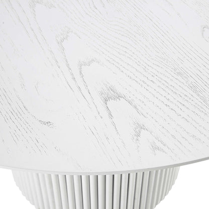 Maru Round Oak Pedestal Dining Table, Washed White