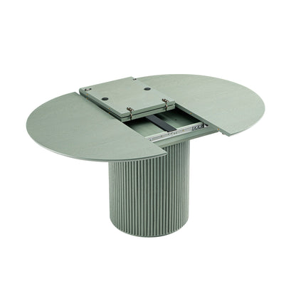 Maru Round 4-6 Seater Extending Oak Pedestal Dining Table, Sage Green