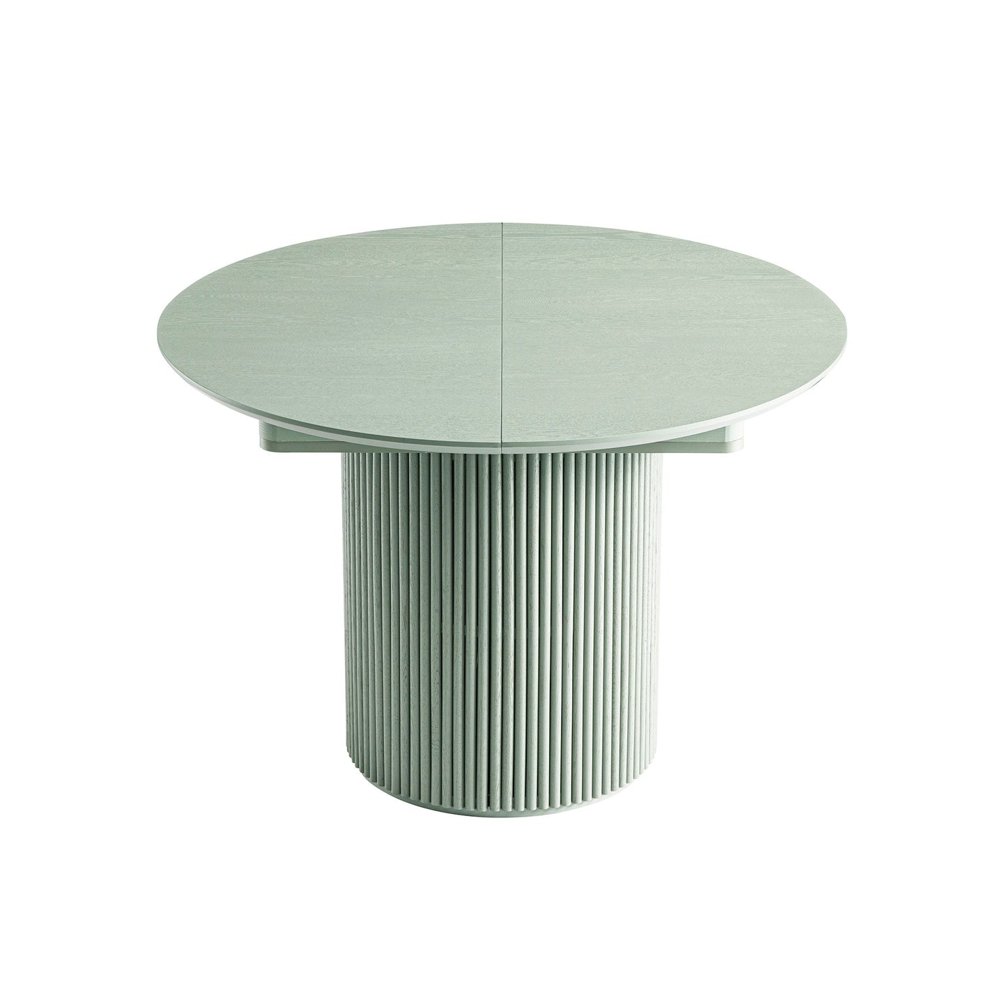 Maru Round 4-6 Seater Extending Oak Pedestal Dining Table, Sage Green