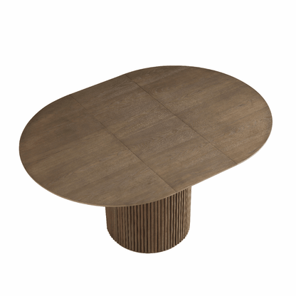 Maru Round 4-6 Seater Extending Oak Pedestal Dining Table, Silver Oak
