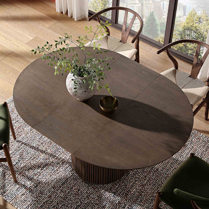 Maru Round 4-6 Seater Extending Oak Pedestal Dining Table, Silver Oak