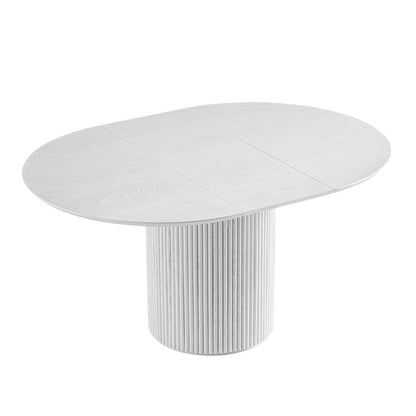 Maru Round 4-6 Seater Extending Oak Pedestal Dining Table, Washed White