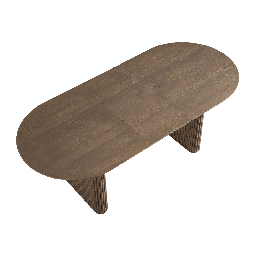 Maru Oval 6-8 Seater Extending Oak Pedestal Dining Table, Silver Oak