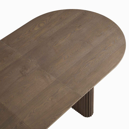 Maru Oval 6-8 Seater Extending Oak Pedestal Dining Table, Silver Oak