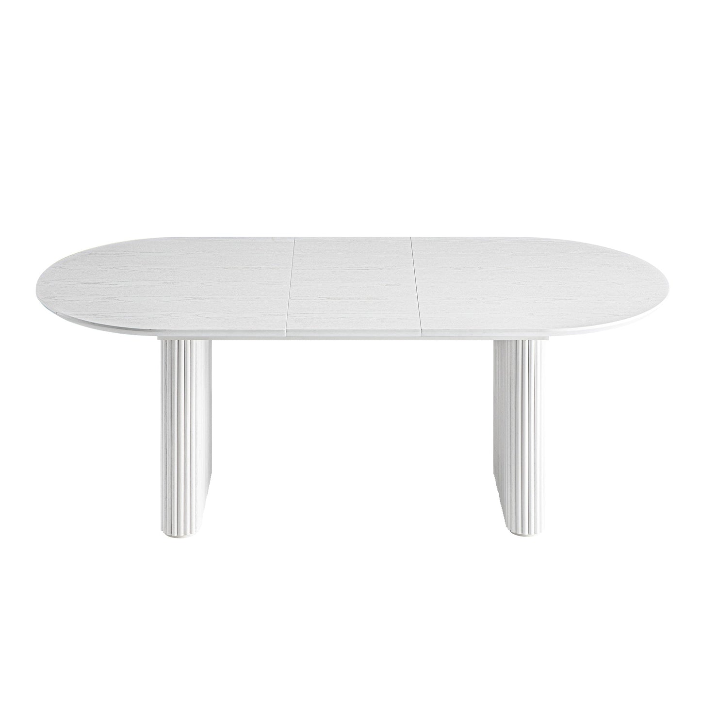 Maru Oval 6-8 Seater Extending Oak Pedestal Dining Table, Washed White