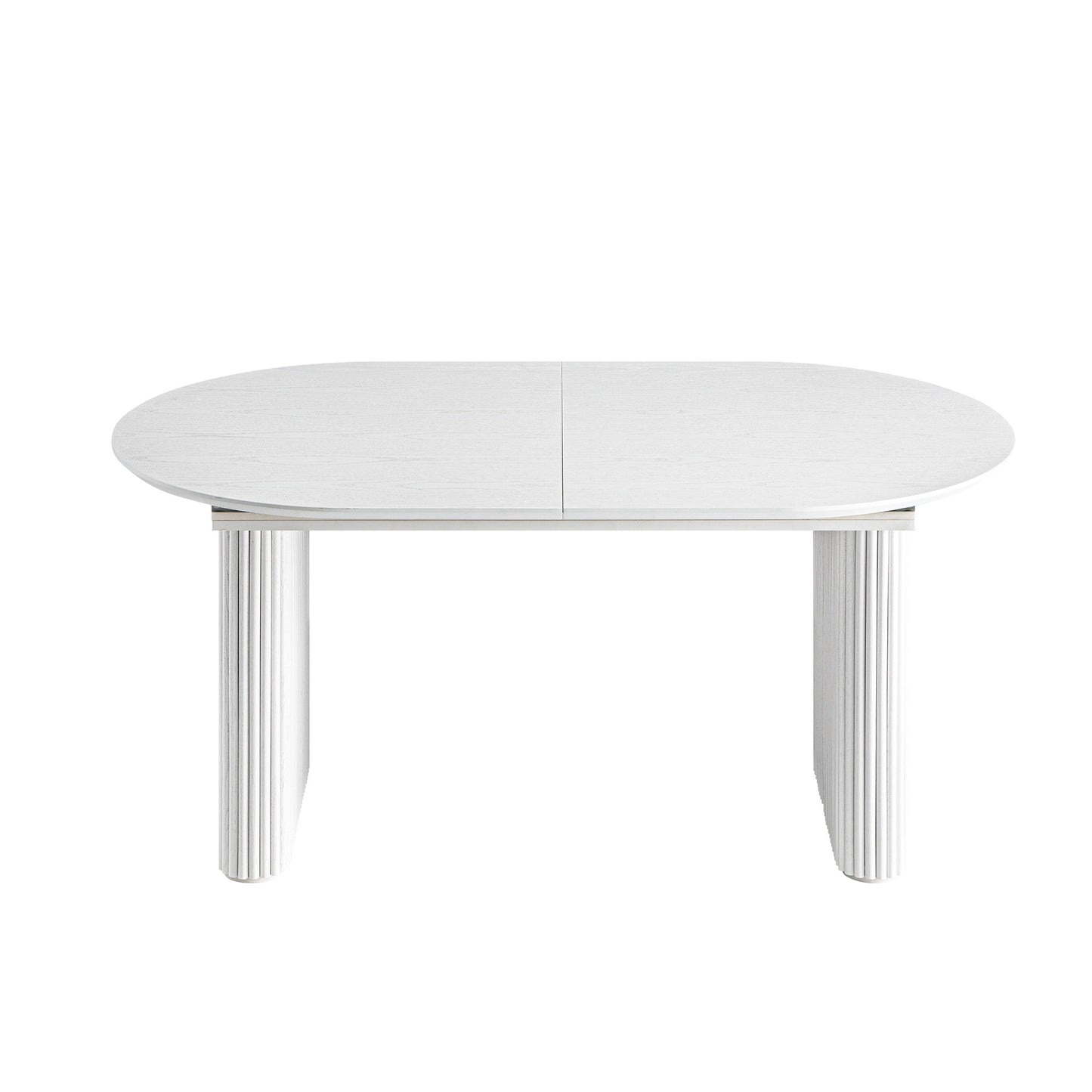 Maru Oval 6-8 Seater Extending Oak Pedestal Dining Table, Washed White