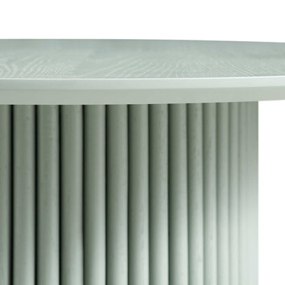 Maru Round Oak Pedestal Coffee Table, Sage Green