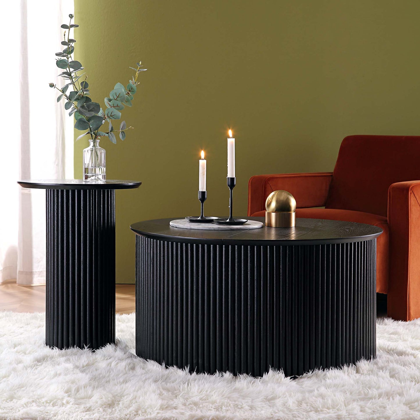 Maru Oak Round Side Table, Black