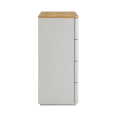 Agnes Curved Edge 2 over 3 Chest of Drawers, Dove Grey with Oak Top