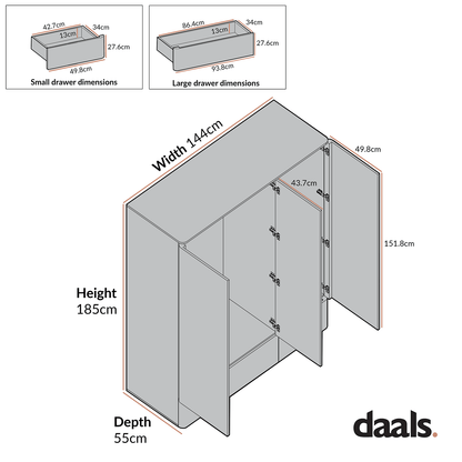 Agnes Curved Edge Triple Wardrobe, Dove Grey with Oak Top