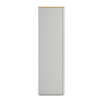 Agnes Curved Edge Triple Wardrobe, Dove Grey with Oak Top