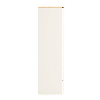Agnes Curved Edge Triple Wardrobe, Off White with Oak Top