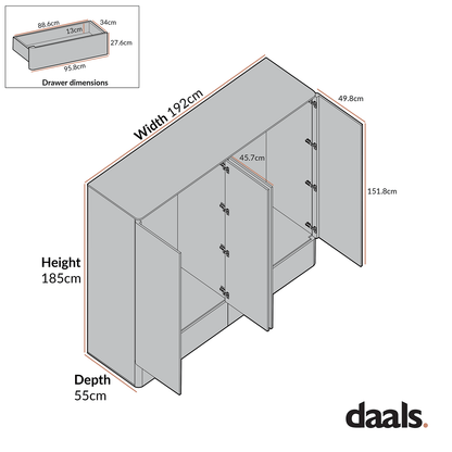 Agnes Curved Edge 4-Door Wardrobe, Dove Grey with Oak Top