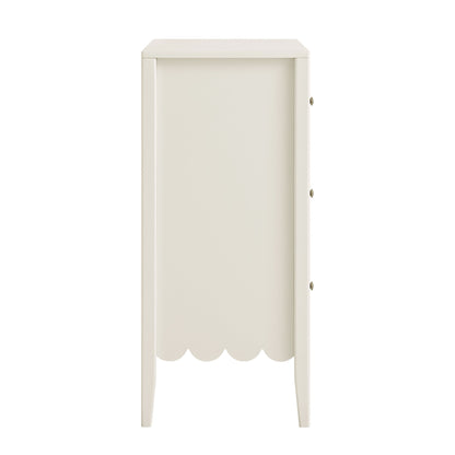 Henley Scalloped Edge 3 Drawer Chest, Light Sand
