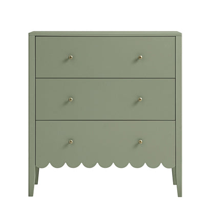 Henley Scalloped Edge 3 Drawer Chest, Sage Green