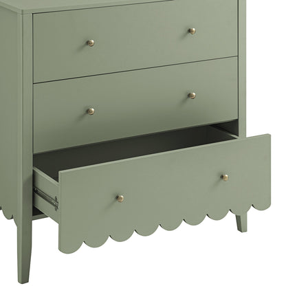 Henley Scalloped Edge 3 Drawer Chest, Sage Green
