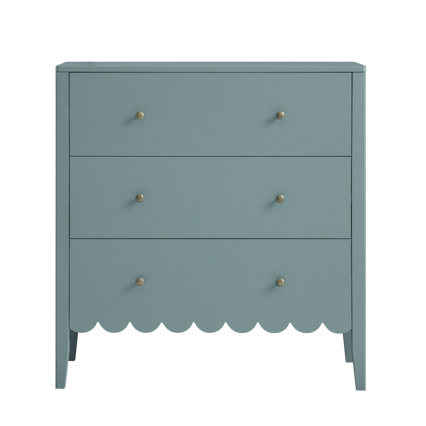 Henley Scalloped Edge 3 Drawer Chest, Blue Spruce