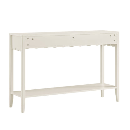 Henley Scalloped Edge Console Table, Light Sand