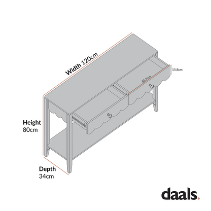 Henley Scalloped Edge Console Table, Blue Spruce