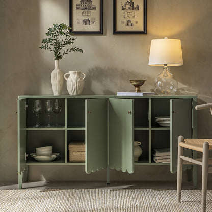 Henley Scalloped Edge 150cm Wide Sideboard, Sage Green