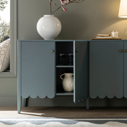 Henley Scalloped Edge 150cm Wide Sideboard, Blue Spruce