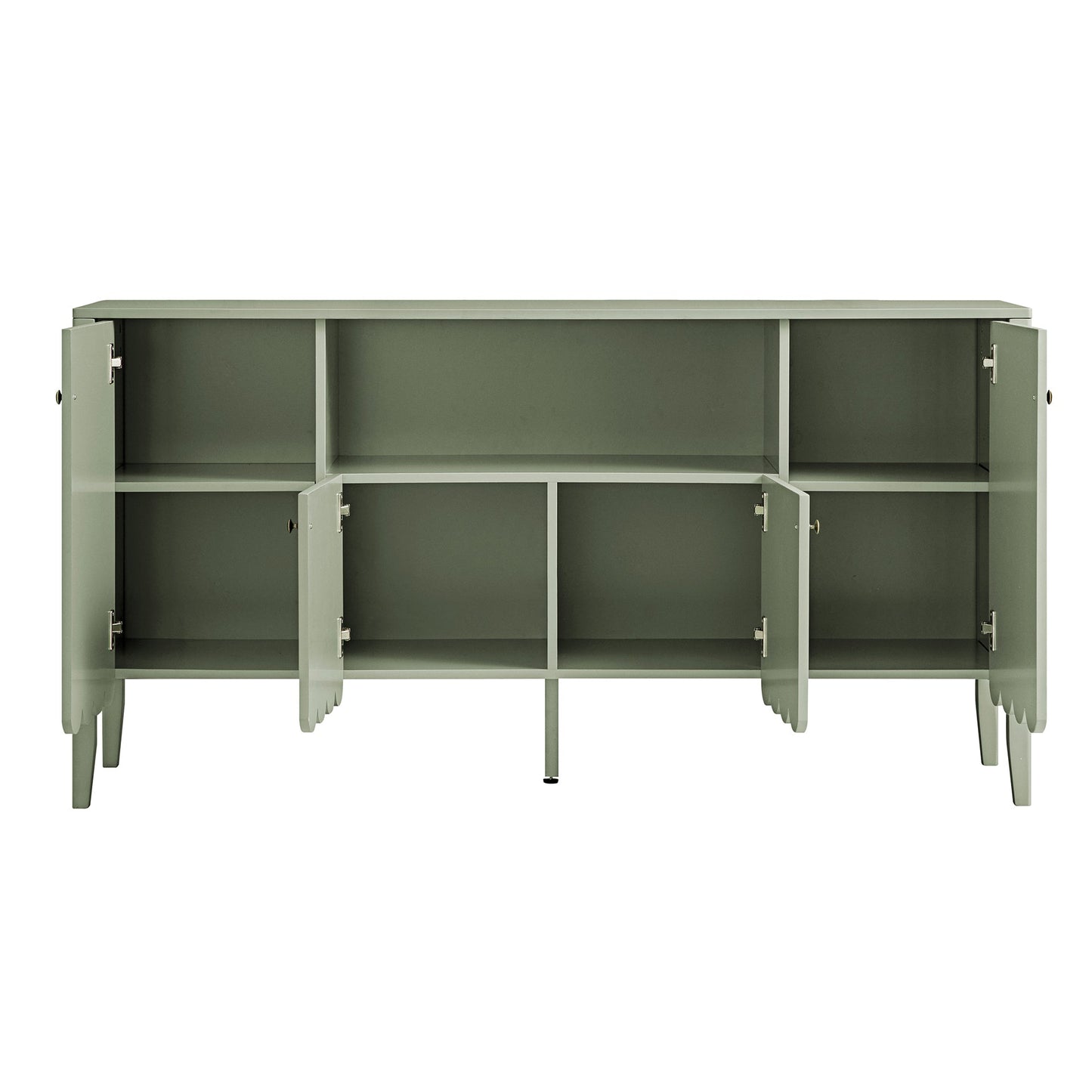Henley Scalloped Edge 150cm Wide Sideboard with Open Shelf, Sage Green