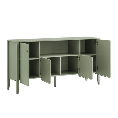 Henley Scalloped Edge 150cm Wide Sideboard with Open Shelf, Sage Green