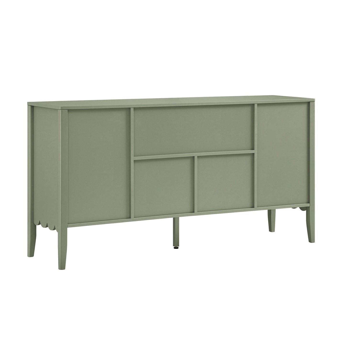 Henley Scalloped Edge 150cm Wide Sideboard with Open Shelf, Sage Green